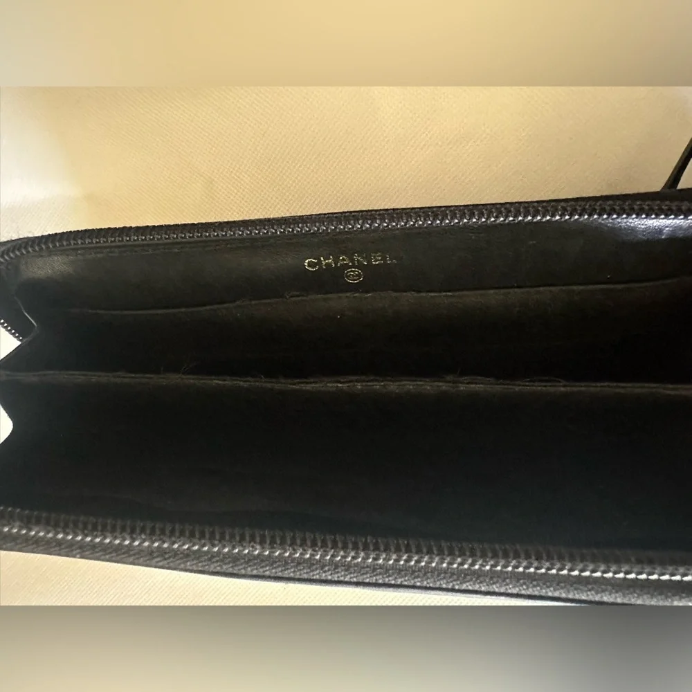 Chanel Caviar Zip Around Wallet